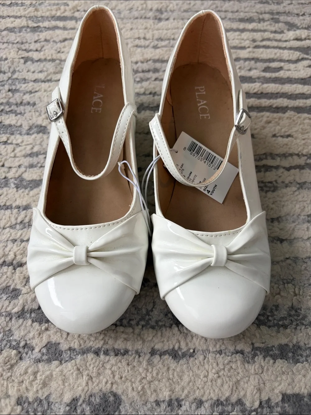 The Children's Place White Patent Mary Jane Bow Shoes
